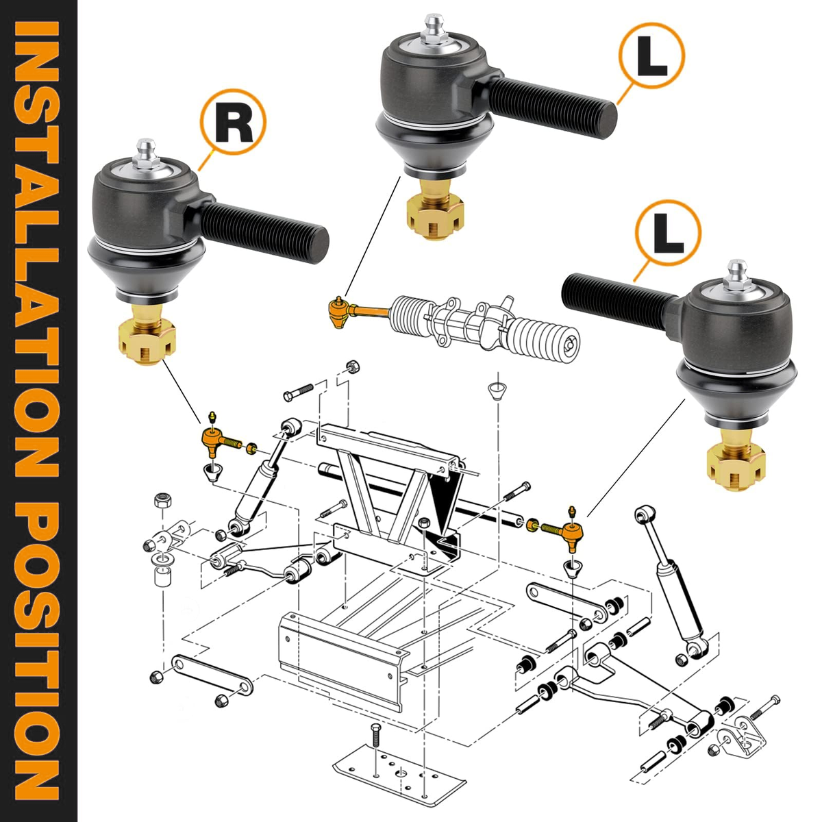 Dynofit Tie Rod End Kit for Club Car DS 1976–2008, 3-Piece