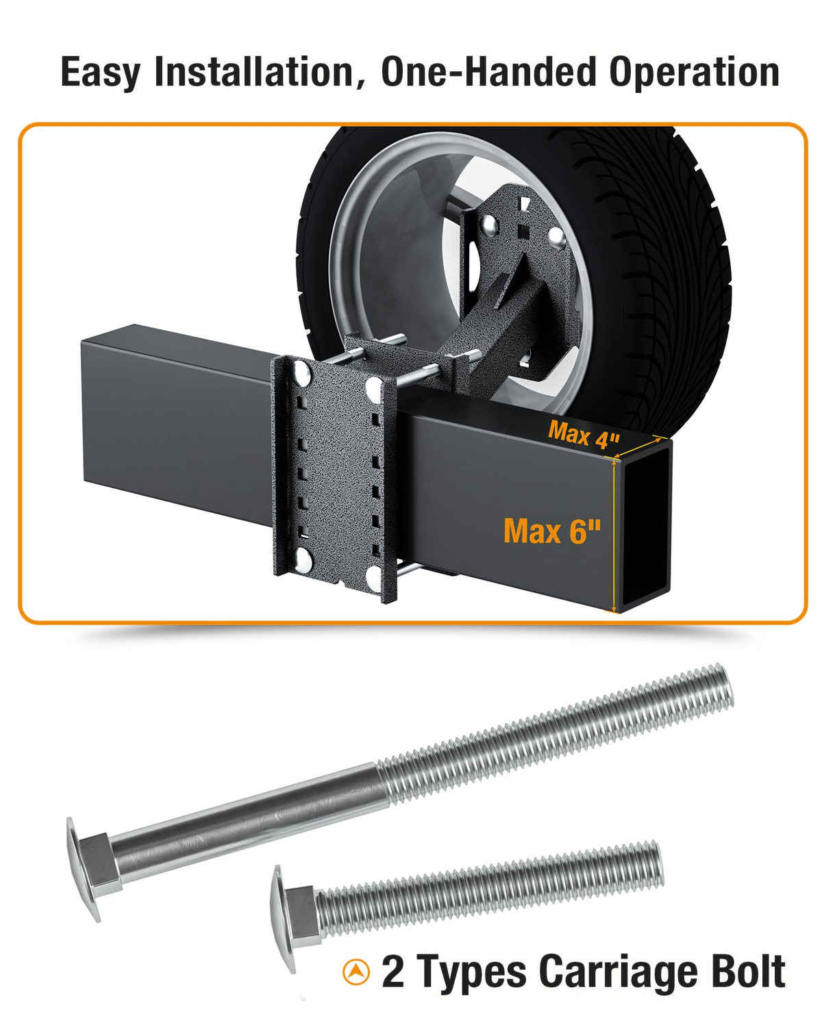 Dynofit Trailer Spare Tire Carrier for 4-, 5- & 6-Lug Wheels
