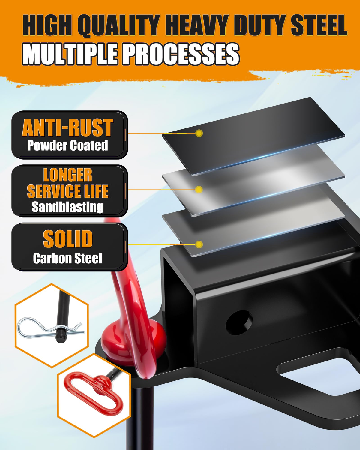Dynofit 1-1/4-Inch Lawn Mower Receiver Hitch with Red Pin