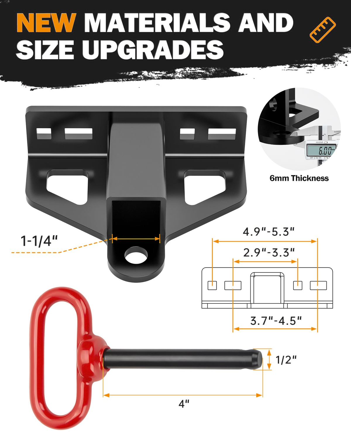 Dynofit 1-1/4-Inch Lawn Mower Receiver Hitch with Red Pin