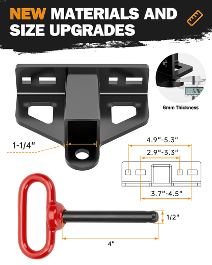 Dynofit 1-1/4-Inch Lawn Mower Receiver Hitch with Red Pin