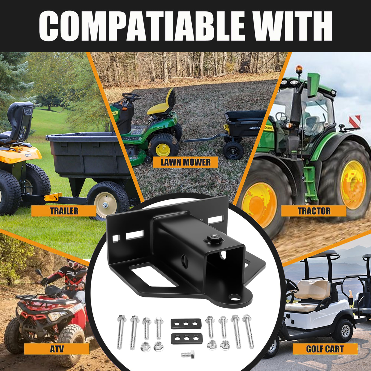 Dynofit 2-Inch Receiver Hitch for Lawn Mowers & Garden Tractors