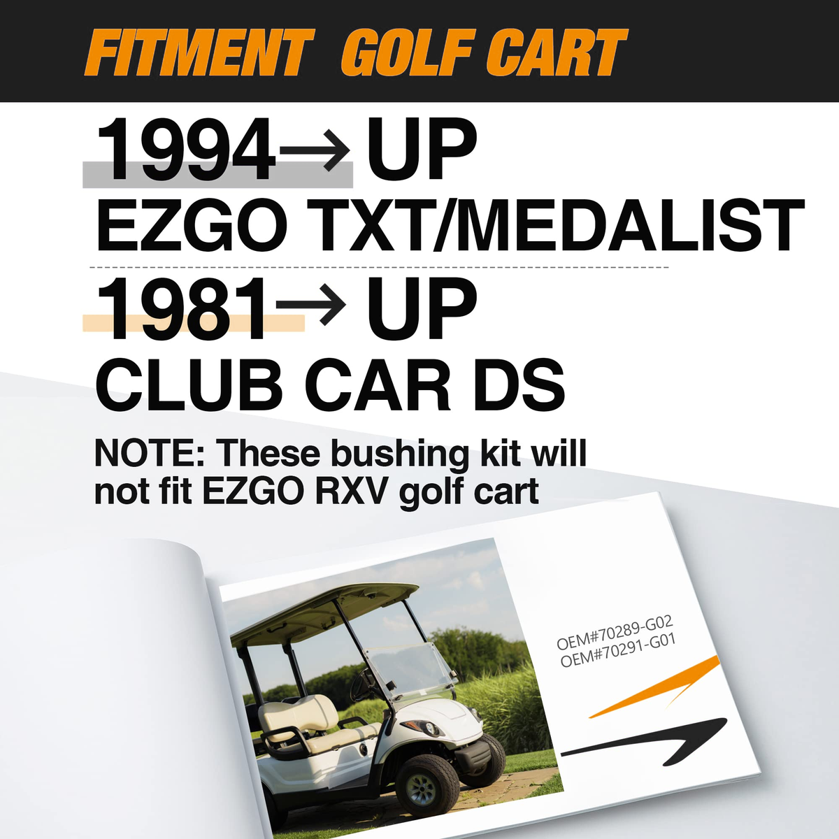 Dynofit Rear Leaf Spring Bushing Kit for EZGO TXT / Medalist & Club Car DS