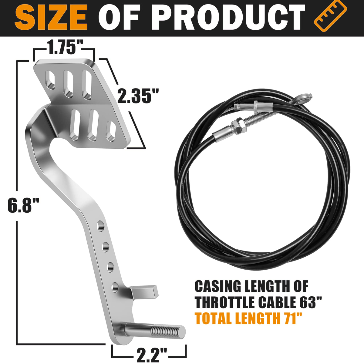 Dynofit Go-Kart Throttle & Brake Pedal Kit with 71-Inch Cable