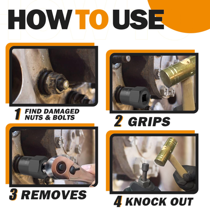 Dynofit 5-Piece Bolt Extractor Set, 1/2-Inch Drive, 19–25 mm