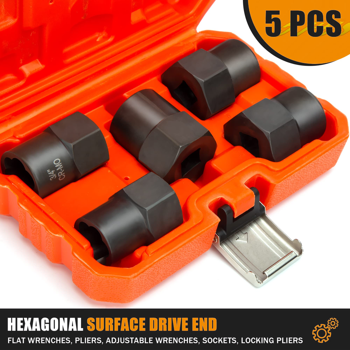 Dynofit 5-Piece Bolt Extractor Set, 1/2-Inch Drive, 19–25 mm