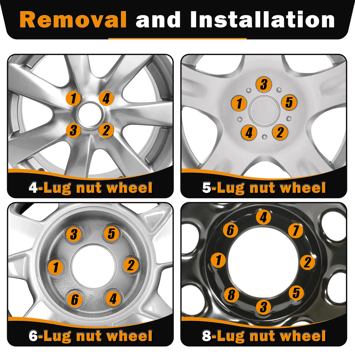 Dynofit M14 x 1.5 Spike Lug Nuts with Key, Black, 32-Pack